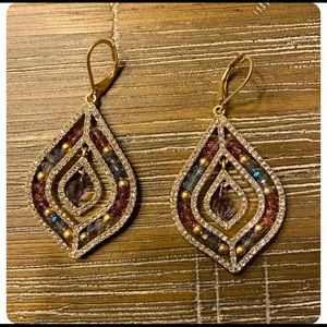 NWOT Multi Colored Stones Hanging Dangling pierced Earrings